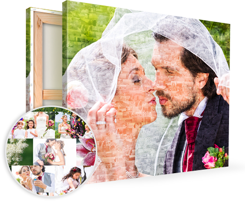 Mosaico de fotos ejemplo pareja de boda