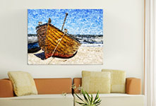 Salon foto lienzo mosaico ejemplo barco pequeño