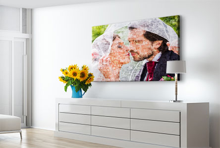 Salon foto lienzo mosaico ejemplo pareja novios