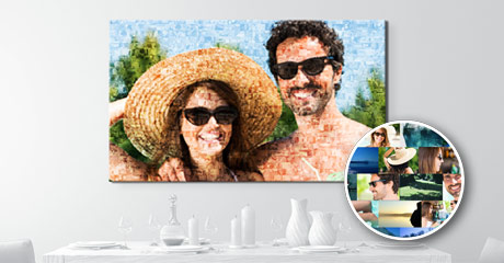 mosaico en lienzo salón ejemplo pareja